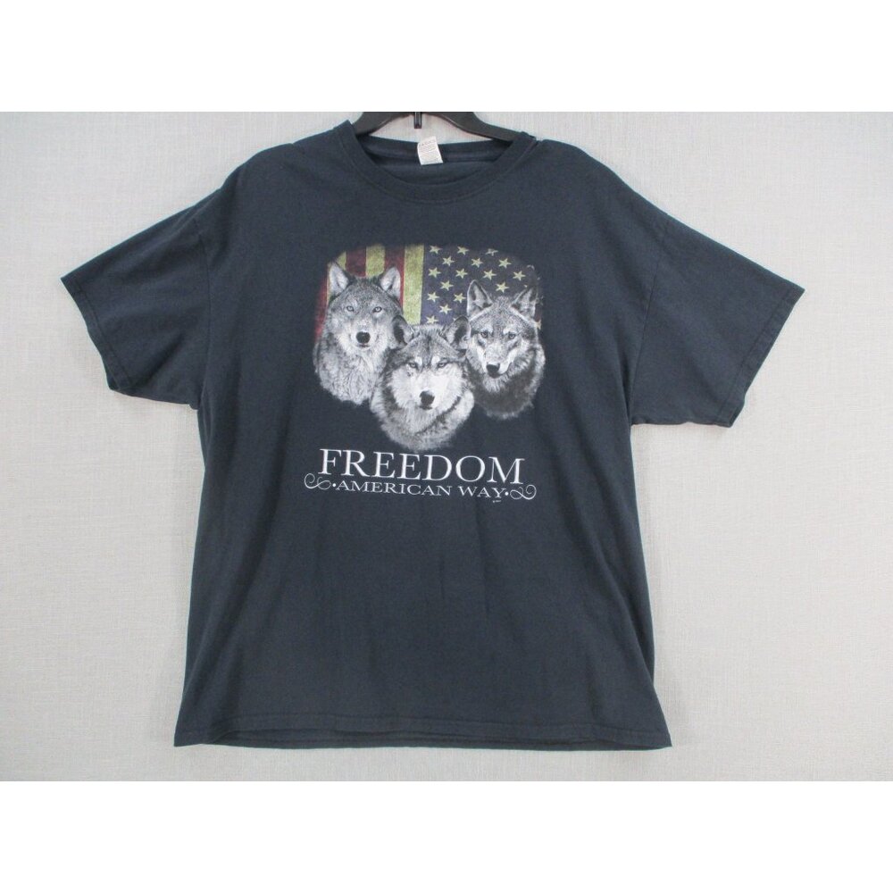 Freedom American Wolf Graphic T Shirt XL Cotton Fruit of the loom